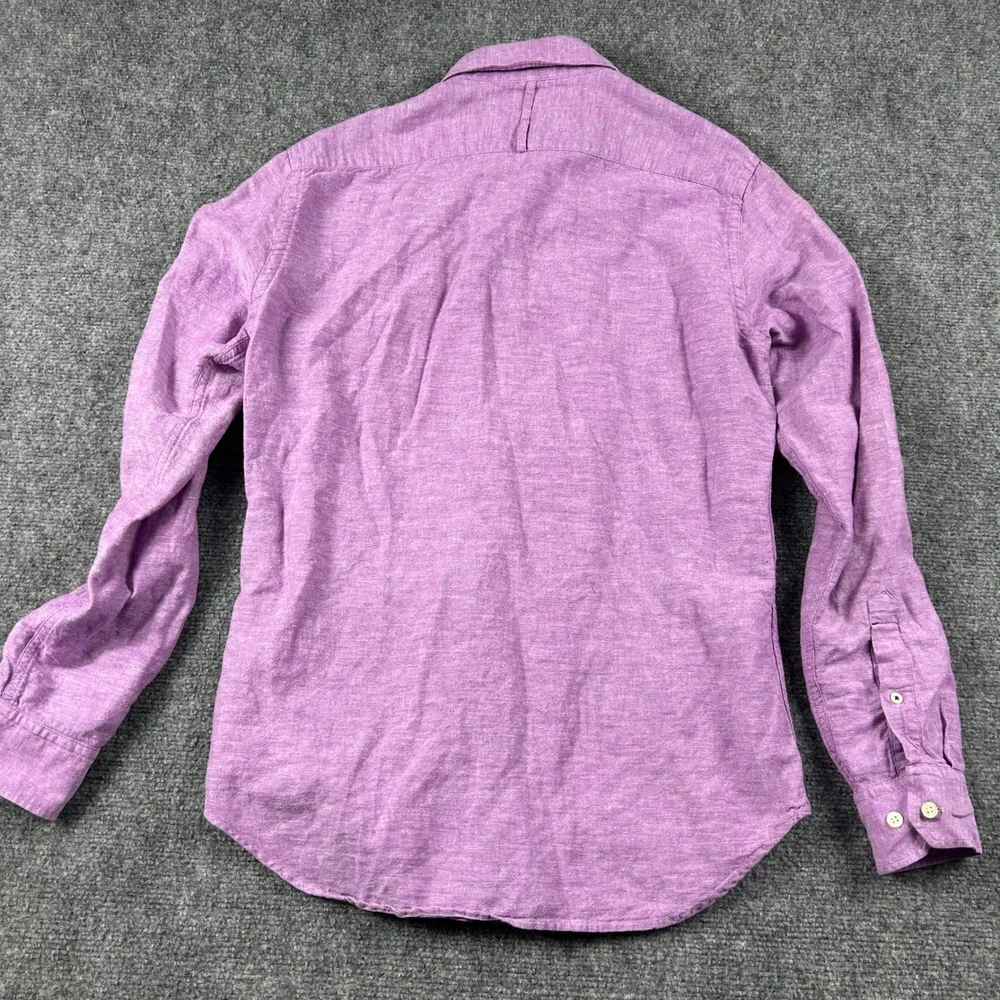 Banana Republic Button Down Shirt Mens Small Purple Linen Cotton Slim Fit Casual